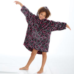 Girls Neon Leopard Oversized Blanket Hoodie