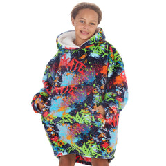 Girls Graffiti Print Oversized Blanket Hoodie