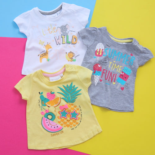 Baby Girls Summer T-Shirts 3 Pack