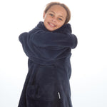 Girls Navy Blue Plain Oversized Blanket Hoodie