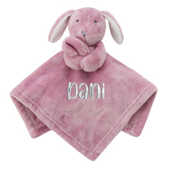 Personalised Baby Girls Dusky Pink Bunny Comforter