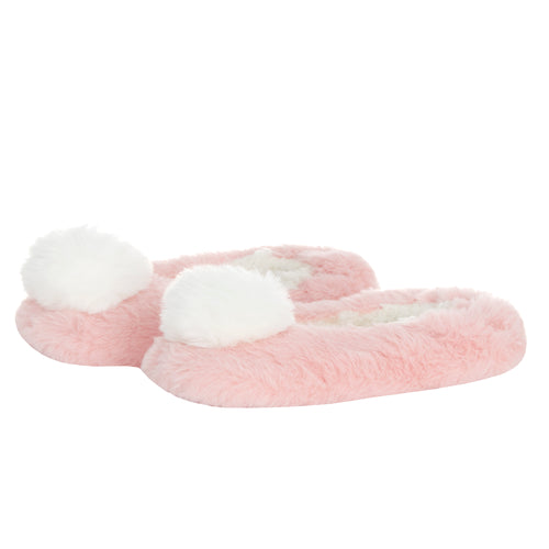 Kids Girls Pom Pom Pink Ballerina Slippers 