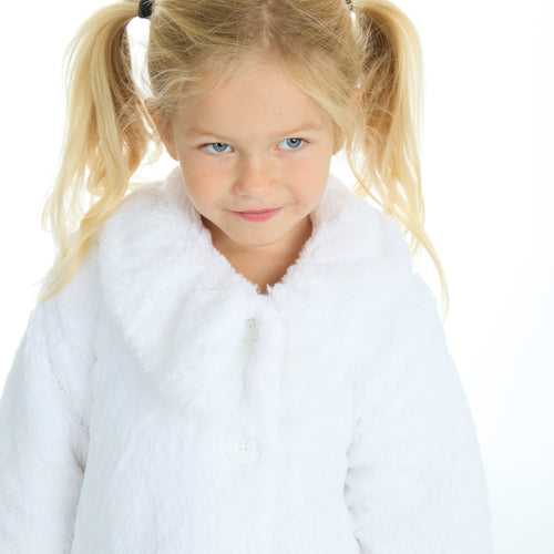 Girls Fluffy Warm Winter Faux Fur Jacket White