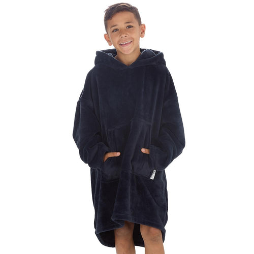 Boys Navy Blue Plain Oversized Blanket Hoodie