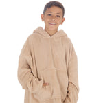 Boys Beige Toffee Plain Oversized Blanket Hoodie