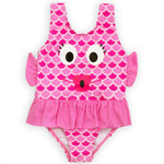 Girls Pink Fish One Piece Swimsuit