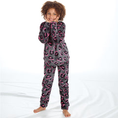 Girls Leopard Neon Lounge Set 