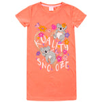 Girls Neon Coral Koala Floral Nightie