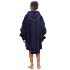 Boys Navy Shimmering Oversized Blanket Hoodie