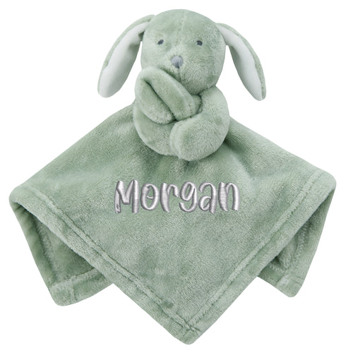 Personalised Baby Dusky Green Bunny Comforter