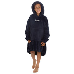 Personalised Boys Navy Plain Oversized Blanket Hoodie