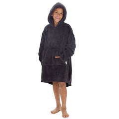 Boys Charcoal Plain Oversized Blanket Hoodie