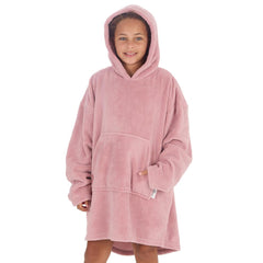 Girls Blush Pink Plain Oversized Blanket Hoodie