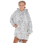 Girls Silver Leopard Oversized Blanket Hoodie