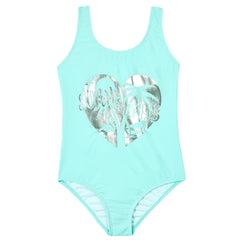 Girls Metallic Heart Swimsuit