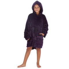 Girls Shimmering Plum Oversized Blanket Hoodie