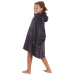 Girls Charcoal Plain Oversized Blanket Hoodie