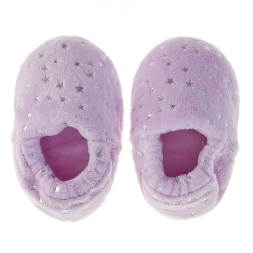 Kids Girls Full-Back Purple Stars Slippers 