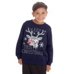 Kids Christmas Sweatshirt With Cuffed Hems Navy