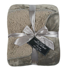 Double Layer Fleece Sherpa Blanket 140x180cm Grey