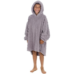 Boys Grey Cable Oversized Blanket Hoodie