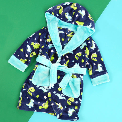 Baby Dinosaur Print Robe Minikidz