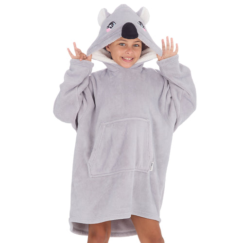 Girls Grey Koala Oversized Blanket Hoodie