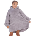 Girls Grey Cable Oversized Blanket Hoodie