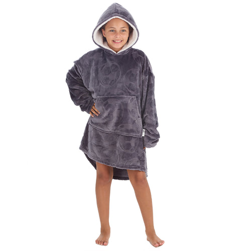 Girls Football Embossed Oversized Blanket Hoodie