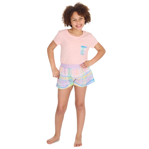 Girls Pink Short Sleeved Pyjama Set