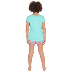 Girls Green Short Sleeved Pyjama Set