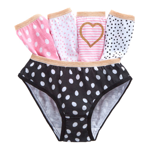 Girls 100% Cotton Dots Briefs 5 Pack