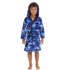 Baby Boys Blue Shark Camo Robe