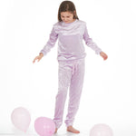 Girls Crushed Velvet Lilac Lounge Set