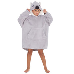 Girls Grey Koala Oversized Blanket Hoodie