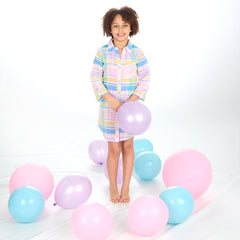 Girls Light Pink Check Lounge Shirt