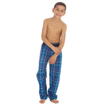 Boys Dark Blue Check Long Pyjama Bottoms