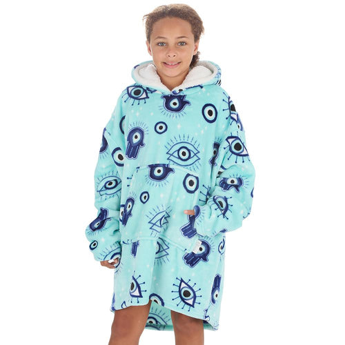 Girls Evil Eye Print Oversized Blanket Hoodie