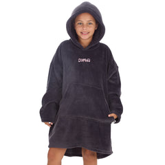 Personalised Girls Charcoal Plain Oversized Blanket Hoodie