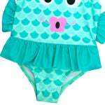 Girls Aqua Fish One Piece Swimsuits