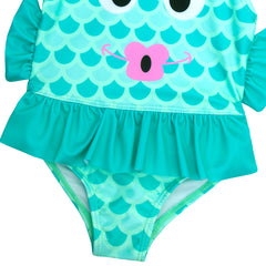 Girls Aqua Fish One Piece Swimsuits