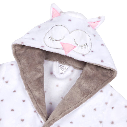 Girls Owl White Robe