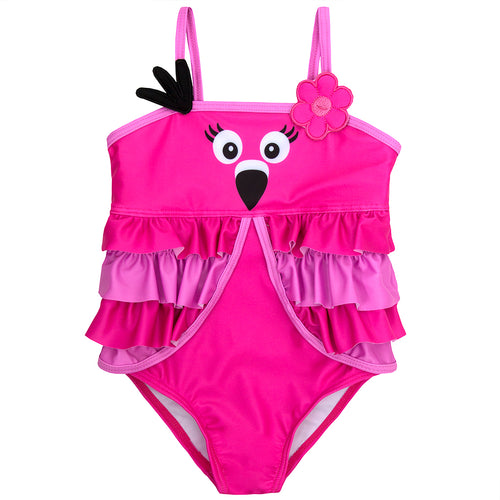 Girls Flamingo One Piece Swimsuit