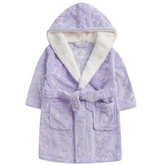 Girls Glow In the Dark Unicorn Purple Robe