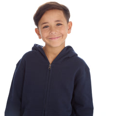 Boys Plain Cotton Rich Tracksuit Zip Up Hoodie and Joggers Set Navy