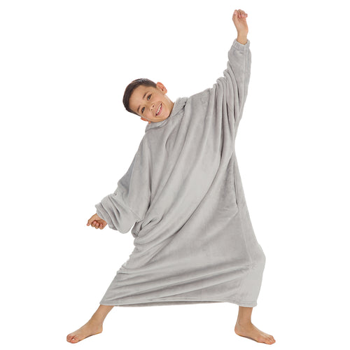 Boys Pastel Grey Oversized Hooded Blanket