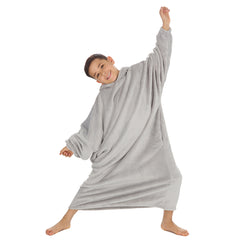 Boys Pastel Grey Oversized Hooded Blanket