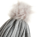 Girls Sparkly Diamante Grey Bobble Hat