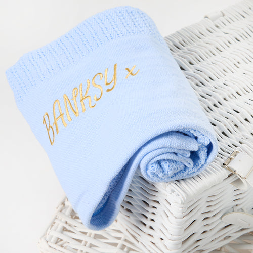 Personalised Baby Cellular Blue Blanket 