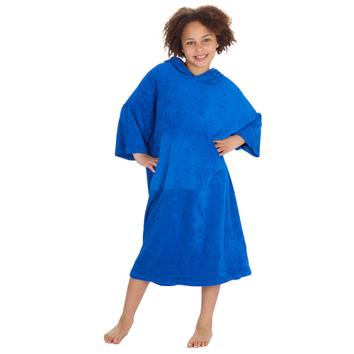 Girls Blue Towelling Beach Cover Up 